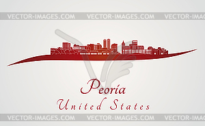 Peoria skyline in red - vector clip art