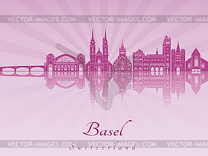 Basel skyline in purple radiant  - vector image