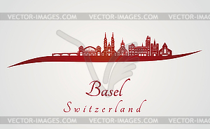 Basel skyline in red - vector clipart