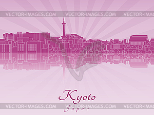 Kyoto skyline in purple radiant  - vector clipart