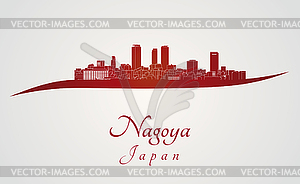 Nagoya skyline in red - vector clipart