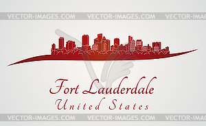 Fort Lauderdale skyline in red [Convertido] - vector image