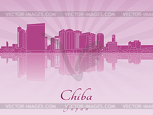 Chiba skyline in purple radiant  - vector image