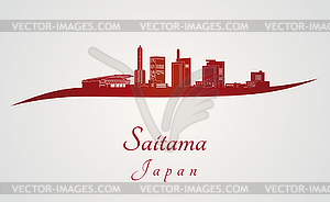 Saitama skyline in red - royalty-free vector clipart