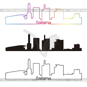 Сайтама горизонта линейном стиле с радугой - клипарт в векторном виде