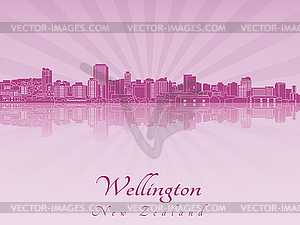 Wellington skyline in purple radiant  - vector clipart