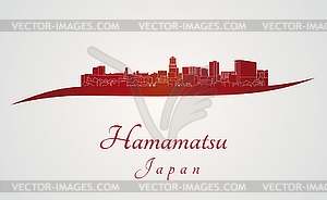 Hamamatsu skyline in red - vector clipart