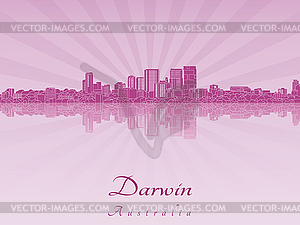 Darwin skyline in purple radiant  - vector clipart