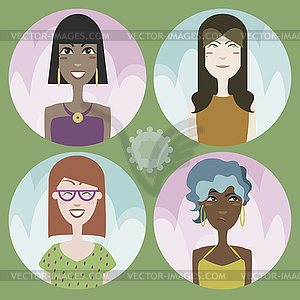 Set of four cartoon avatars - girls 0 - vector clipart