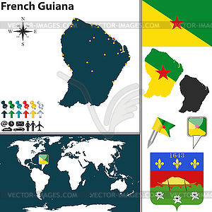 Map of French Guiana - vector clipart