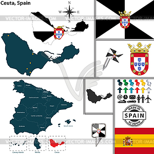 Map of Ceuta, Spain - vector clipart