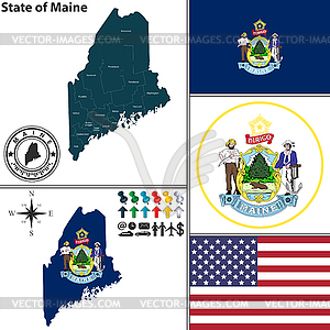 Map of state Maine, USA - vector image