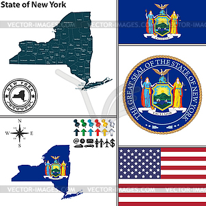 Map of state New York, USA - vector image