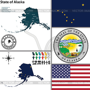 Map of state Alaska, USA - vector clip art