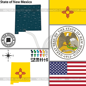 Map of state New Mexico, USA - vector image