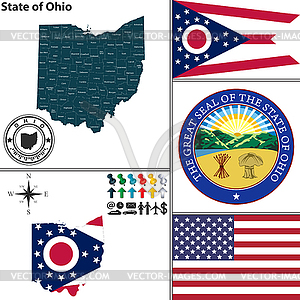 Map of state Ohio, USA - vector clipart