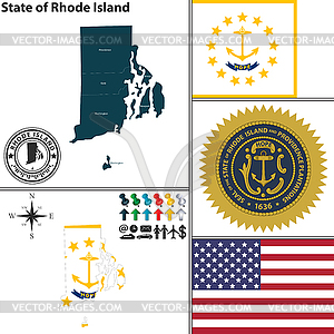 Map of state Rhode Island, USA - vector clipart / vector image