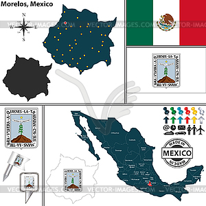 Map of Morelos, Mexico - vector clipart