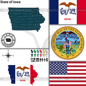 Map of state Iowa, USA - vector image