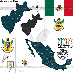 Map of Queretaro, Mexico - color vector clipart