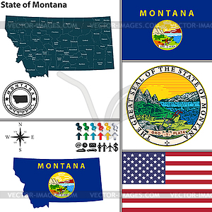 Map of state Montana, USA - vector image