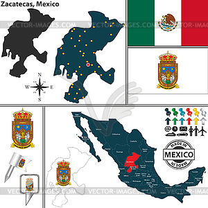 Map of Zacatecas, Mexico - vector image