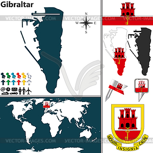 Map of Gibraltar - vector clip art