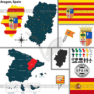 Map of Aragon, Spain - vector clipart