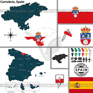 Map of Cantabria, Spain - vector clipart