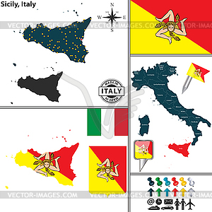 Map of Sicily, Italy - vector image