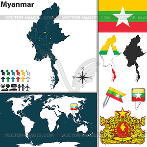 Map of Myanmar - vector image