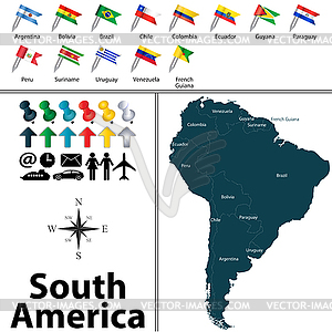 Political map of South America - vector image