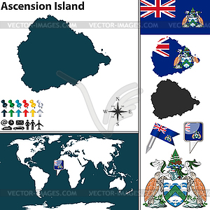 Map of Ascension Island - vector clipart