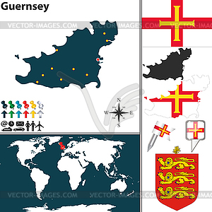 Map of Guernsey - vector clip art