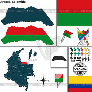 Map of Arauca, Colombia - vector clip art