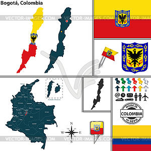 Map of Bogota, Colombia - vector clipart