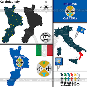 Map of Calabria, Italy - vector clipart