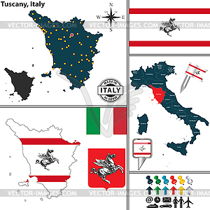 Карта Тоскана, Италия - клипарт в векторном виде