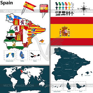 Карта Испании - векторный клипарт