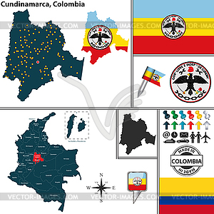 Map of Cundinamarca, Colombia - vector clipart