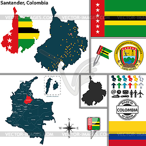 Map of Santander, Colombia - vector clipart
