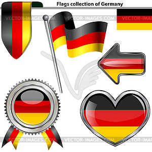 Glossy icons with flag of Germany - vector clipart