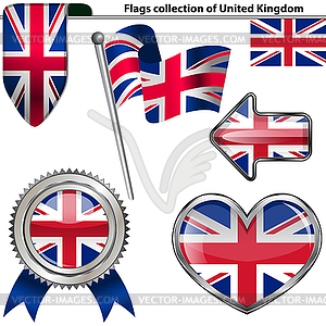 Glossy icons with flag of United Kingdom - vector clipart