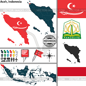 Map of Aceh, Indonesia - vector clipart / vector image