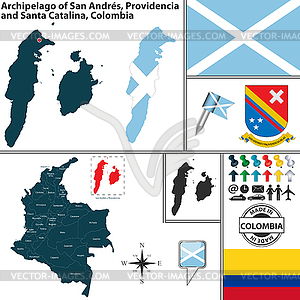 Map of San Andres and Providencia, Colombia - vector image