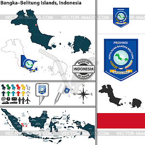 Map of Bangka Belitung Islands, Indonesia - vector clipart