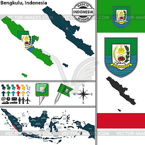 Map of Bengkulu, Indonesia - vector clipart