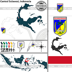 Map of Central Sulawesi, Indonesia - vector image