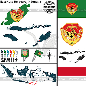 Map of East Nusa Tenggara, Indonesia - vector clipart