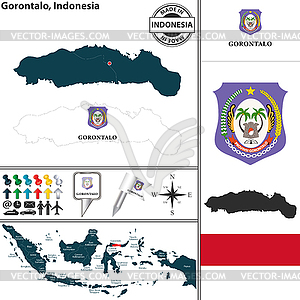 Map of Gorontalo, Indonesia - vector clip art